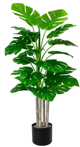 AQS INTERNATIONAL - Monstera Plant Realistic Large Artificial Trees Potted 130cm - Faux Plants, Fake Leaf, Modern Decorative Green Plant for Home, Living Room, Office, Indoor & Outdoor Garden
