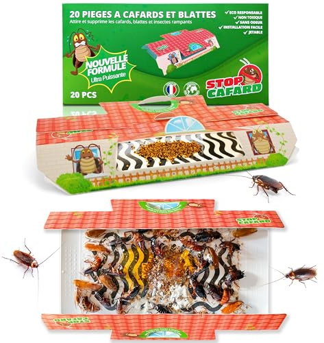 Stop Cafard - 20 Pièges à Cafards et Blattes. Produit Anti Cafard Puissant Professionnel. Piege Cafard et Insecte Non Toxique
