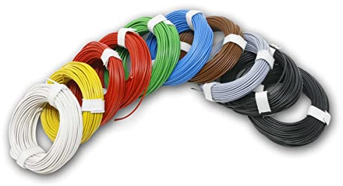 world-trading-net - Litzen Set 1x0,14mm², 10 Rollen, 8 Farben, je 10m, flexible Litze mit PE Isolierung, Aufbau mit 18x0,1mm Kupferdraht