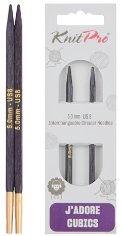 KnitPro J'Adore Cubics Agujas de tejer circulares intercambiables - Agujas de madera para calcetines, mantas, mangas, tejido circular corto - 5 mm