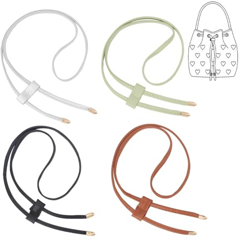 WADORN 4 Farben PU-Leder-Zugschnur Mit Kordelzug, 4 Sets Abnehmbarer Eimer-Taschenriemen Aus PU-Leder Mit Kordelzug, Taschenzubehör