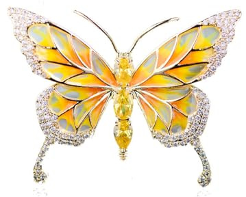 Spille Di Cristallo Spilla farfalla smaltata per corpetto maglione abito da donna con spilla diamantata per fissare abiti e accessori colore giallo