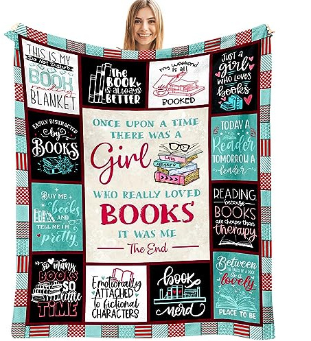 FJAUOQ Buchliebhaber-Geschenke für Frauen, Buch-Geschenke für Buchliebhaber, Frauen, Buchliebhaber, Geschenkideen, Überwurfdecke, 152,4 x 127 cm, Lesegeschenke für