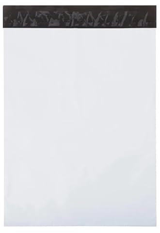 50 Stück Folienversandtaschen selbstklebend | 350 x 450 mm Versandbeutel mit Selbstklebeverschluss | 35 x 45 cm Versandtüten blickdicht aus Plastik für Kleidung und Textilien