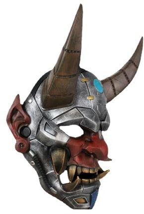 Charmgle Masque mécanique japonais Prajna pour Halloween, maison hantée, cosplay, déguisement, accessoire de mascarade, masque de démon en résine