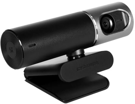 Webcam Streamplify CAM Pro 4K, Grand Angle 105°, capteur de Pixels 8,5 M, Microphones stéréo intégrés, Mise au Point Automatique, obturateur Rotatif, Noir