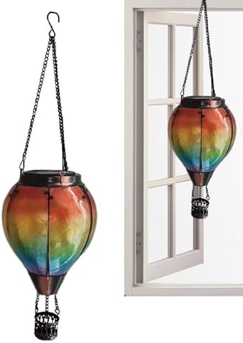 Hot Air Balloon - Solar Powered Hot Air Balloon Lights Glass Solar Balloon Lights | Flickering Solar Lantern Waterproof Garden Solar Lantern, Hot Air Balloon Decoration for Garden, Patio