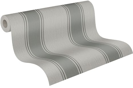 Livingwalls Michalsky 399833 Papier peint intissé à rayures de qualité supérieure Motif maison de campagne Gris