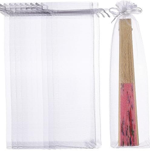 Beaupretty 200 Stk Organzabeutel Halter Fächerbeutel aus Organza Gunst Tasche Bolsitas Lüfterabdeckung pralinentüten bonbontüte candy tasche süßigkeitentüten Geschenkbeutel Geschenktüten Weiß