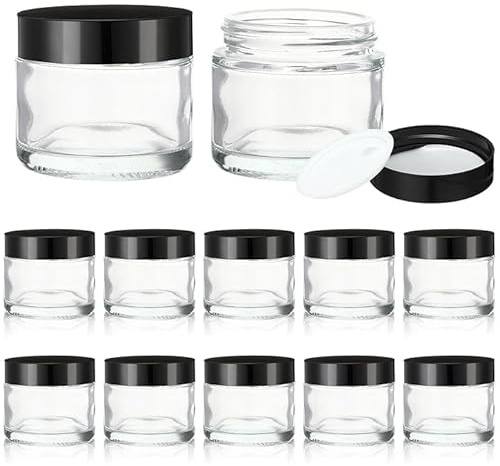 KWARE Lot de 6 mini bouteilles en verre transparent de 100 ml avec jolis couvercles noirs pour yaourt, pudding, confiture