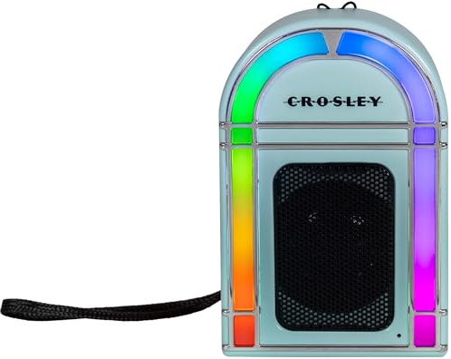 Crosley Mini Jukebox - Altoparlante Bluetooth portatile con 8 ore di autonomia, altoparlante da viaggio wireless per interni con luci, design retrò con audio audace, altoparlanti ricaricabili USB-C