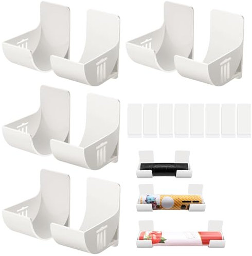 Alftek Organizador de cocina de 8 unidades, sin perforación, soporte para bolsas de basura, dispensador de bolsas de basura, organizador de cocina, soporte para puerta de armario, estante de pared,