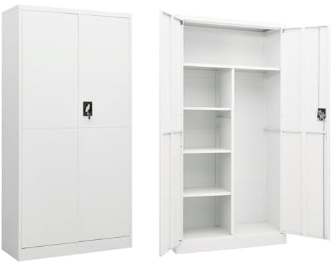 Iiaky Armario de taquilla de Acero Blanco 90x40x180 cm Armario metalico Exterior armarios para Herramientas Armario para archivadores