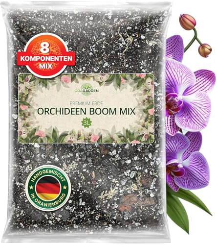 ORAGARDEN Orchideen Mix - 8 Komponenten Blumenerde für Zimmerpflanzen und Garten - 3L Orchideenerde und Substrat für Pflanzen, Palmen, Blumen