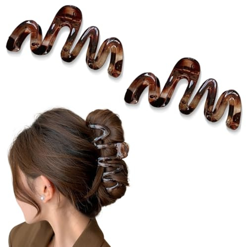 XYTAHDM 2-pack grandi fermagli per capelli color cacao, elegante colore cacao, look alla moda, vestibilità slim, perfetti per le ragazze