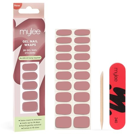 Mylee Gel Nail Wraps [Tainted Love] - 20 Pre-Cured Gel Stickers | Instant Mani, No Lamp Needed, Chip-Resistant, Glossy Finish, Lasts Up to 14 Days, Easy to Apply - Vegan & Cruelty-Free