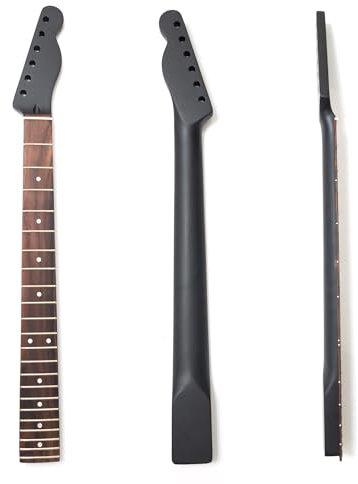 Premium Ahorn Gitarrenhals für Fender Telecaster-Style Gitarren, kanadischer Ahorn mit Griffbrett aus Palisander, 22 mittelgroße Jumbo-Bünde, mattschwarze Rückseite - Halsspannstab-Zugang an der