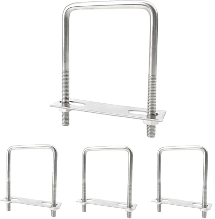 txuzong Pernos U M8 Acero Inoxidable 70x110 mm - 4 Piezas con Tuercas y Placas - Para Fontanería, Energía Solar, Jardín y Fijaciones Estructurales