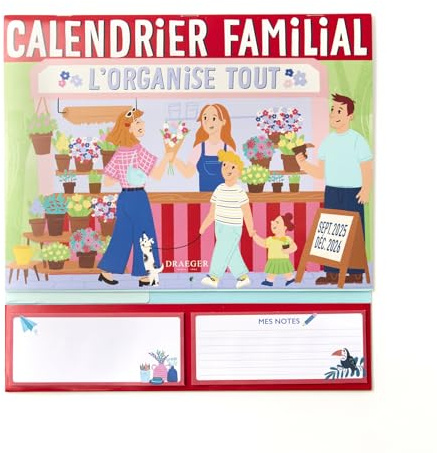 DRAEGER PARIS 1886 - Väggmonterad familjeorganisatör 28 x 28 cm - 2026-18 månadsblad - FSC-papper - familjeplanering