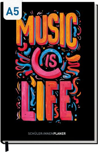 Häfft® Schulstuff Schülerplaner A5 ohne Datumsbindung Music is Life | 1 Woche auf 2 Seiten - Schülerkalender undatiert mit Wochenkalender für Freizeit, Termine und Schule