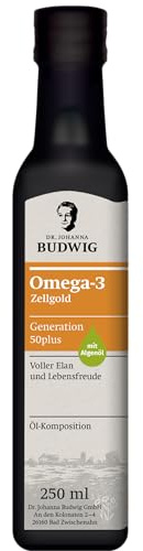Dr. Budwig Premium Omega 3 Öl (250ml) - Zellgold für die Generation 50plus | Vegan - natürliches DHA & EPA - Algenöl, Leinöl Bio & Sanddornöl Bio - hochdosiertes DHA & EPA - laborgeprüft - flüssig