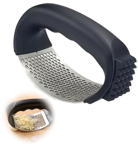Jetstream Prensa Ajos, Machacador de Ajos Inoxidable, Prensador de Ajos 2 en 1, con Mango Ergonómico, para Picar Ajos, Jengibre, Puré de Patatas, Lavavajillas Resistente