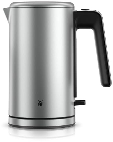 WMF Lono Silk Edelstahl Wasserkocher 1,6 L, kabelloser elektrischer Wasserkocher 2400 W mit Kalkfilter, 360°-Sockel, Anti-Fingerabdruck-Effekt, Einhand-Deckel & externer Wasserstandsanzeige