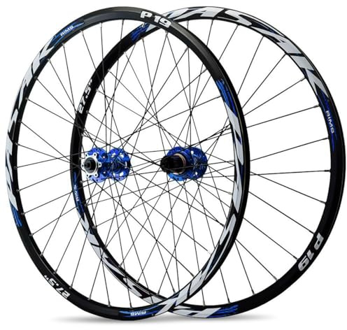 26/27,5/29in Paire De Roues pour VTT Démontage Rapide Jantes en Alliage D'aluminium Freins À Disque Avant Et Arrière Moyeux 32H pour Cassette 8/9/10/11/12 Vitesses(Blue,26in)