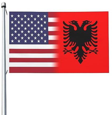 Bandiera Da Giardino Albania America Bandiere Decorative Durevole Bandiera Da Cortile Colore Vivido Garden Flag Per Esterno Festival Celebrazioni 90X152CM