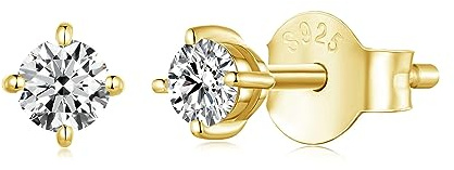 S925 Sterling Silver Moissanite örhängen Set 4-stifts runda Moissanite diamantörhängen