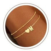 Maxcate Einschulung Mädchen Geschenke Armband Damen Gold Silber | 18K Gold/Weißgold Vergoldet Herz Armband mit Buchstaben Schmuck Geburtstagsgeschenk Einschulung Geschenk für Mädchen Kinder