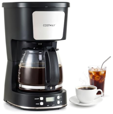 COSTWAY 1.5L Filter Coffee Machine, Drip Coffee Maker with Reusable Filter | 1000W, 24 Hours Timer, Keep Warm Function, Anti-Drip, Auto Shut Off, Glass Carafe, for Instant Coffee, Espresso, Macchiato