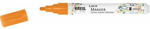 KREUL 47036 - Penna a vernice media, arancione neon, con punta a proiettile, larghezza del tratto 2-4 mm, per disegnare, etichettare e decorare piccoli e originali regali, biglietti, ecc.