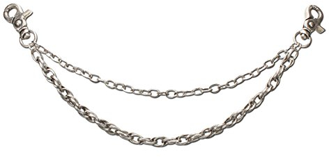 Alpenflüstern Trachten-Charivari-Kette - Hochwertiger Herren-Trachtenschmuck für Trophäen-Anhänger für die Lederhose (antik-silber-farben) HCH006