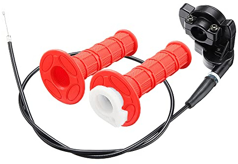 Ungfu Mall, 2 Stk., 22 mm, drehbarer Gaszuggriff mit Kabel, Schnelle Aktion für 110cc 125cc Pit Dirt Bike, rot