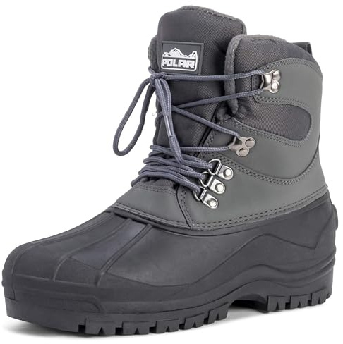 POLAR Mens Snow Waterproof Duck Hiking Bean Hiker Walking Short Ankle Boots - Gray - US10/EU43 - YC0441