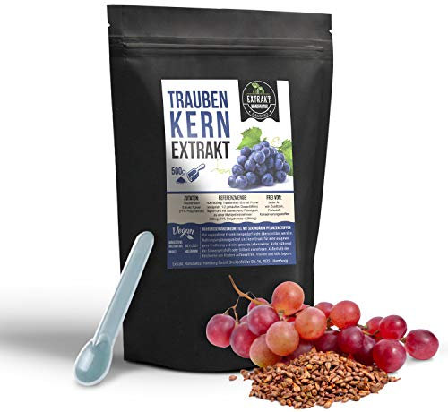 Traubenkern OPC Extrakt | 500g Pulver | ohne Zusatzstoffe | Traubenkernextrakt - grape seed extract powder | hochdosiert naturrein vegan (Pulver 500g)
