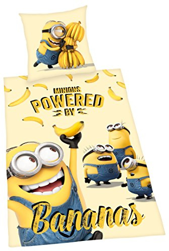 Herding Minions Set di Biancheria da Letto Reversibile, Copripiumino 135 x 200 cm, Federa 80 x 80 cm, Cotone Renforcé