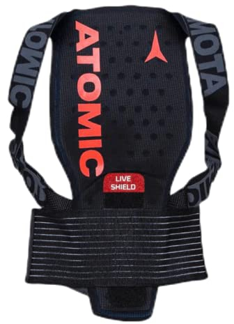 ATOMIC Live Shield JR Protector de espalda ligero y transpirable para niños y jóvenes. Libertad de movimiento sin restricciones. El color del cinturón puede variar: negro o naranja