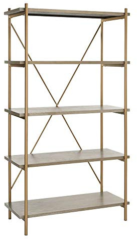 Safavieh Home Collection Rigby 5 Tier Etagere, Rustic Oak/Gold