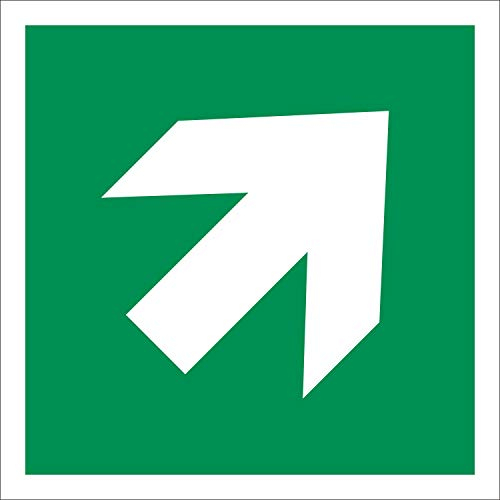 Pfeil 45° Rettungszeichen Rettungswegschild Aufkleber Nachleuchtend ASR A1.3 150 x150 mm
