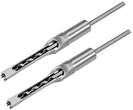 sourcing map Square Hole Drill Bit, 3/8 High-Carbon Steel Hollow Chisel Mortise Power Tool for Woodworking 2 Pcs