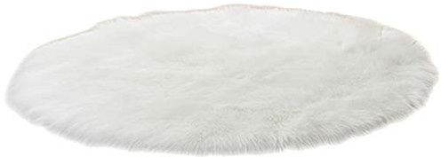 HotYou Hochflor Shaggy Rund Teppich Carpet Wohnzimmer Faux Lammfell Schaffell Teppich,Weiß,Durchmesser 70CM