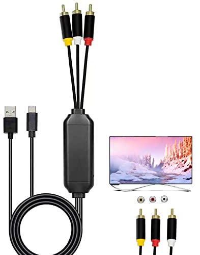 ECDREAM USB C to RCA Cable Audio Aux Adapter, 6Ft Type-C to RCA Audio Cable,USB C Male to 3 RCA Male Jack Splitter Audio Video AV Composite Adapter Cable for TV/Mac/PC