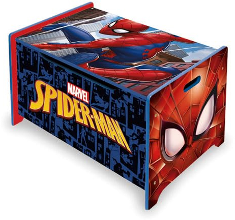 ARDITEX – Spielzeugtruhe aus Holz Spiderman – 62,5x40x37 cm – Farbe Blau und Rot – Ideal zum Aufbewahren von Spielzeug, Kleidung oder Gegenständen im Kinderzimmer