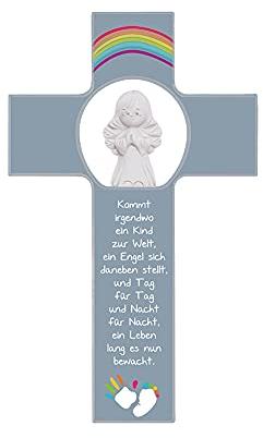 Fritz Cox Engelkreuz 'Kommt irgendwo ein Kind zur Welt' Tonengel Blau
