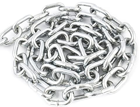 DQ-PP Stahlkette Stahl C15 – 7mm – 5m – Kurzgliedrig – Verzinkt – DIN 5685 – Absperrkette – Metall – Rundstahlkette – Eisenketten – Absperrketten – Zurrketten