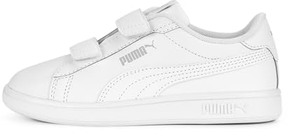 PUMA Smash 3.0 L V Ps, Zapatillas Unisex niños, Puma White Cool Light Gray, 31 EU