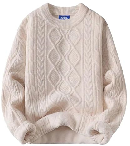 Aelfric Eden Oversized Sweater 90s Vintage Cable Knit Long Sleeve Women Heavy Crewneck Pullover Beige