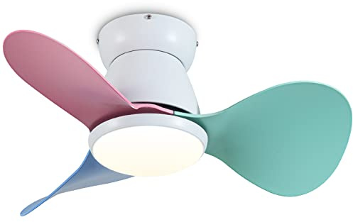 ycwdcz Lámpara Ventilador Techo Pequeña Silencioso DC Ventilador de Techo con Luz y Mando a Distancia Reversible 3 Aspas 3 CCT, para Dormitorio Habitación Infantil